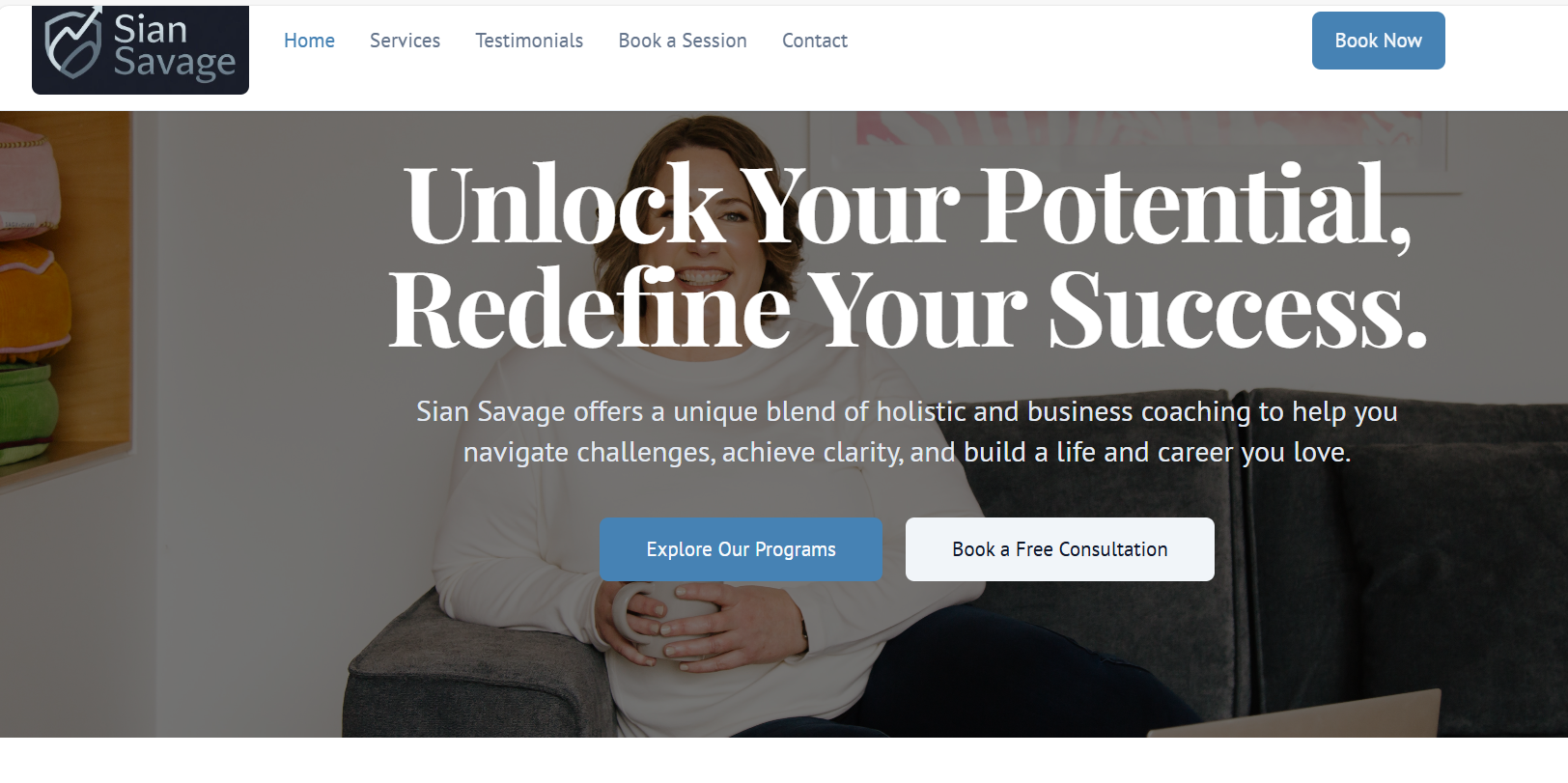 A serene and professional background for a coaching website's hero section.